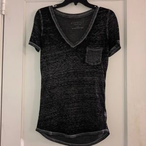 sheer grey/black v-neck